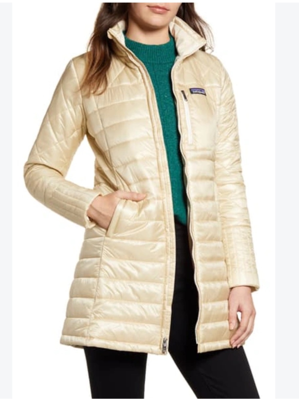 Patagonia Radalie Insulated Parka Cream Quilted Long Puffer Jacket Sz S